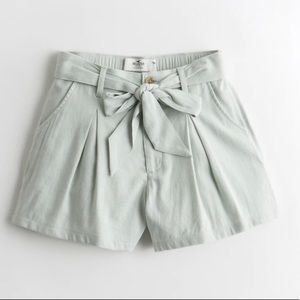 Ultra High-Rise Linen-Blend Paper-Bag Short